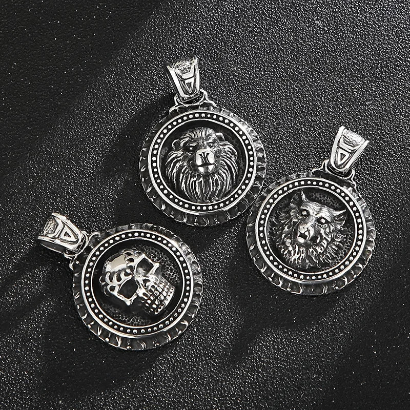 Skull Lion Tiger Pendant Necklace — Stainless Box