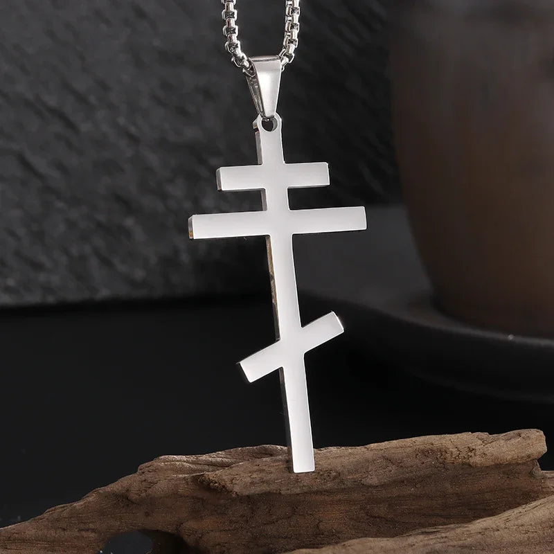 Orthodox Cross Stainless Steel Pendant Necklace
