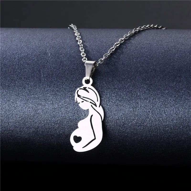Mama Letter Pendant Necklace — Minimal