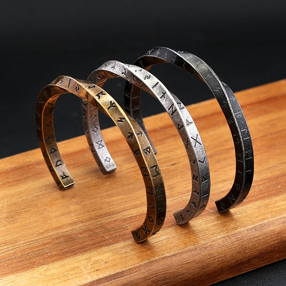 Viking Steel Bracelet 316L Mobius Runes Nordic