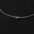 Geometric Cross Pendant Sweater Chain Necklace — Stainless Steel