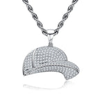 Iced Out Baseball Cap Pendant Necklace — Gold-Tone