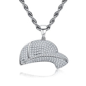Iced Out Baseball Cap Pendant Necklace — Gold-Tone