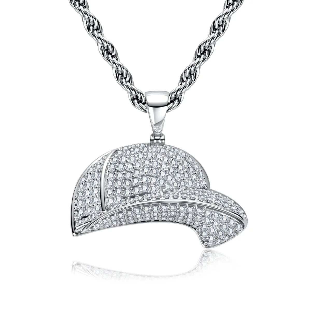 Iced Out Baseball Cap Pendant Necklace — Gold-Tone