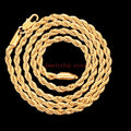Fine Noble 18-24Inch 45-60cm 18K Gold 4mm Round Rope Chain Necklace for Women Man Fashion Wedding Party Charm Jewelry