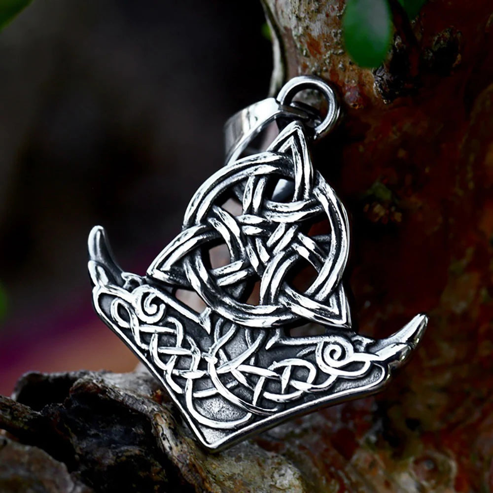 Vintage Nordic Viking Owl Pendant Necklace For Men 316L Stainless Steel Punk Biker Animal Necklaces Fashion Charm