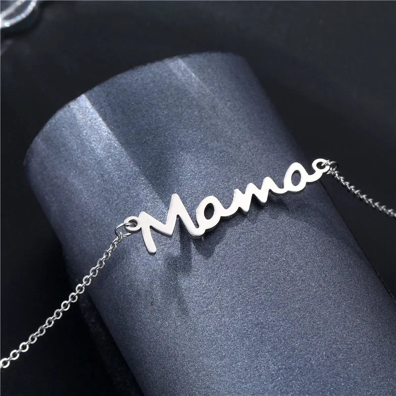 Mama Letter Pendant Necklace — Minimal