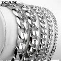 ICAM 3-11mm Men's Bracelets Silver Stainless Steel Curb Cuban Link Chain Bracelets For Men Women Wholesale Jewelry Gift