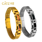 Punk Stainless Steel Bracelet 21 Cm Franco Link Chain Inlaid With Large-Grained Zircon Magnet Clasp
