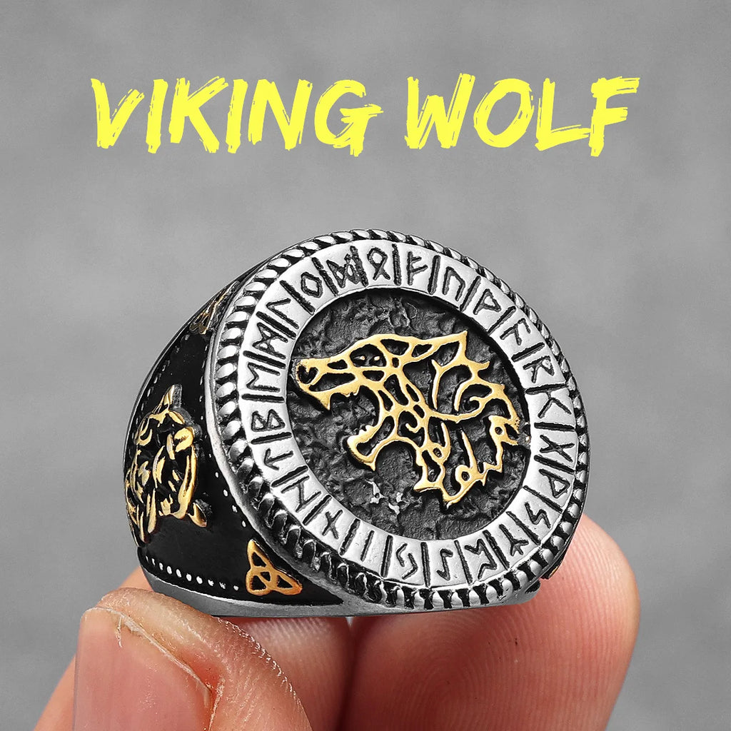 Ursa Bear Viking Rune Wolf Ring — Stainless Steel