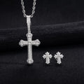 Iced Out Cross Necklace Set — 925 Silver