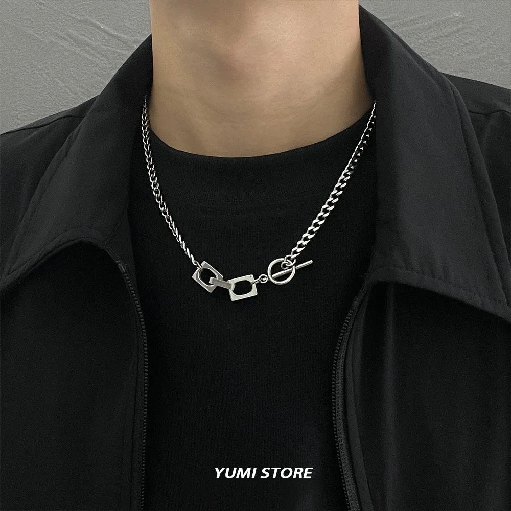 Trend Lock Necklace For Man Woman Hip Hop Titanium Steel OT Clavicle Chain Punk Jewelry Charm Unisex Accessories Wholesale