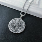 New Vintage Witchcraft Pentagram Pendant Necklace Jewish Hebrew Tetragrammaton Stainless Steel Amulet Jewelry Gift for