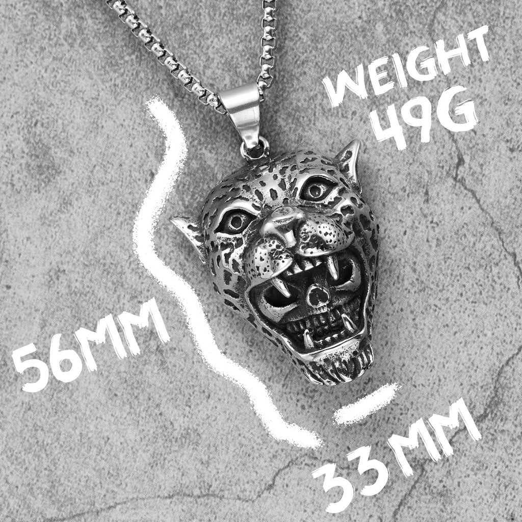 Jungle Jaguar Hunter Stylish Men Necklace with Pendant Stainless Steel Jewelry for Male Women Punk Hip Hop Accessories Gifts