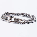 Vintage Solid Stainless Steel Charm Man Bracelet for Men Totem Chain Men‘s Bracelets On Hand Bands Viking Jewelry
