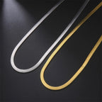 Gold Herringbone Snake Chain Necklace 5mm — Stainless Steel