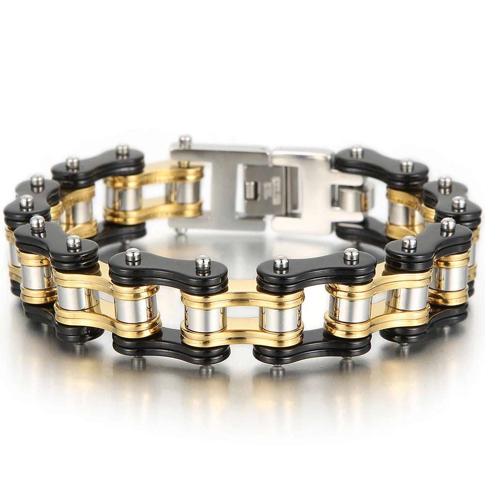 Rock And Roll Men's Bracelet Motorcycle Chain Mechanical Bracelets for Man 316L Stainless Steel Hand Jewelry