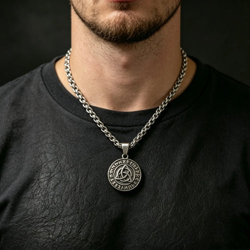 316L Stainless Steel Celtic Rune Pendant Necklace For Men Vintage Viking Amulet Charm Chain Necklaces Jewelry Gift