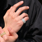 Rotatable Cuban Link Ring for Men — Iced Out CZ, Two-Tone