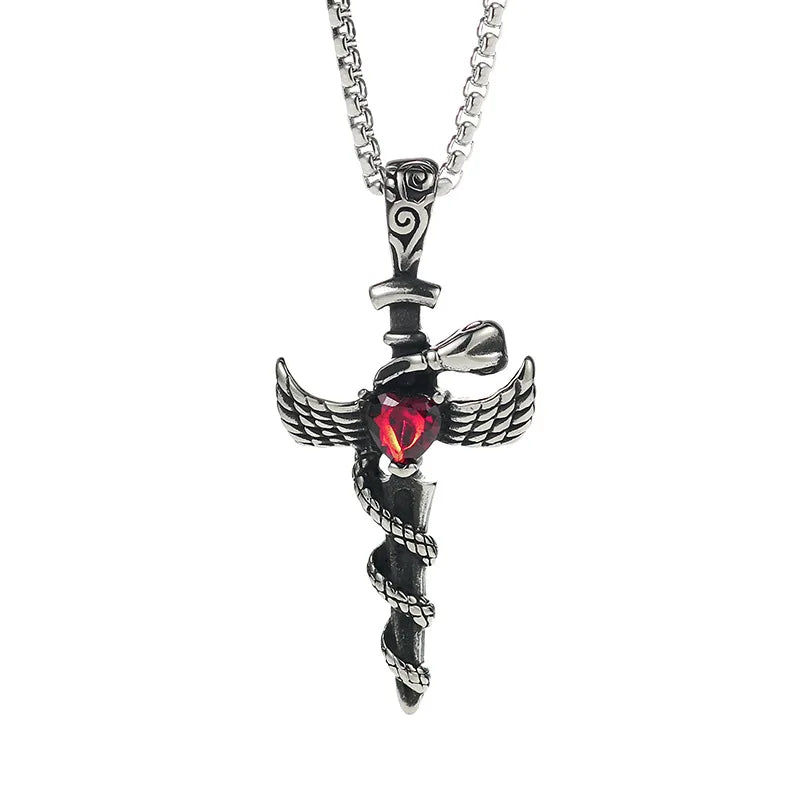 Cross Snake Steel Pendant European American Versatile