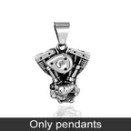 Male Retro Motorcycle Engine Pendant Necklace Men Hip Hop Street Culture Stainless Steel Fashion Trendy Necklace Boy Jewelry New