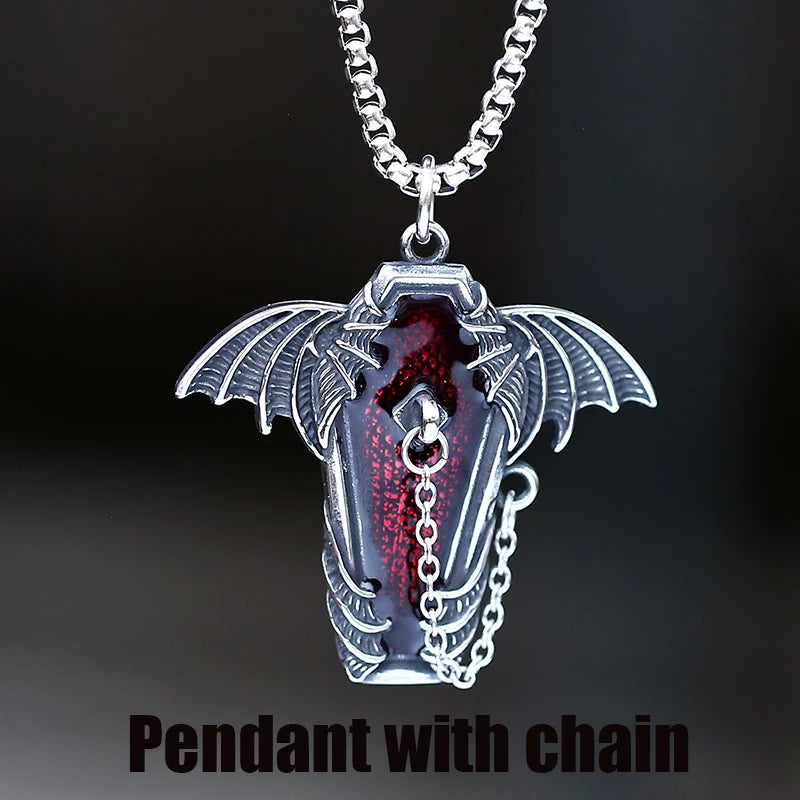 Gothic Bat Stainless Steel Pendant Necklace