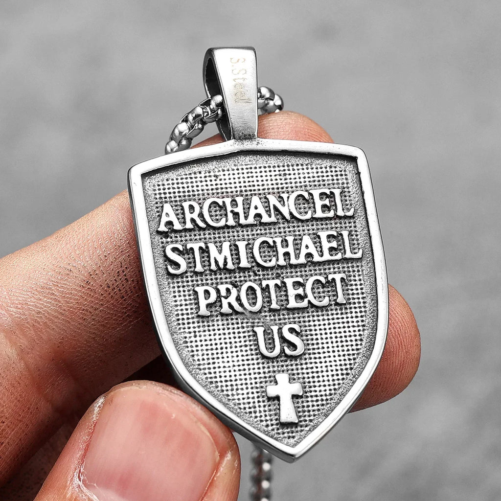 Archangel St.Michael Pendants Stainless Steel Men Women Necklaces Chain Punk Rock Retro Jewelry Accessories Best Gift