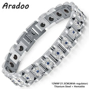 ARADOO Titanium Steel Watch Band Men's Bracelets Stainless Steel Magnetic Wristband Bracelet Gentlemen Jewelry Gifts