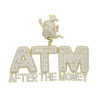 Iced Out Bling 5A CZ Letters ATM Addicted To Money Pendant Necklace 2 Colors Cubicz Zircon Men's HipHop 5mm Tennis Chain Jewelry