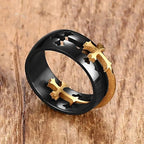 Gold Silver Color Cross Ring for Women Men Black Stainless Steel Cool Ring Male Casual Charm Jewelry Wedding Band Separable Ring
