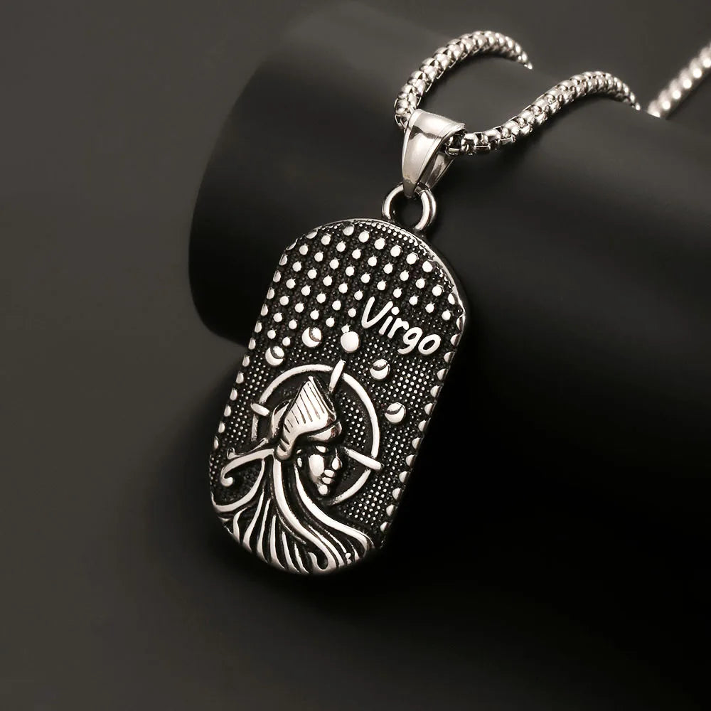 1PC Stainless Steel Scorpio Gemini 12 Zodiac Sign Necklace for Men  Leo Cancer Constellation Pendant Necklace Man Birthday Gift