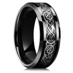 Fashion Black Stainless Steel Rings for Men With Guitar String Inlay Guitarist Ring For Musician Wedding Jewelry Drop