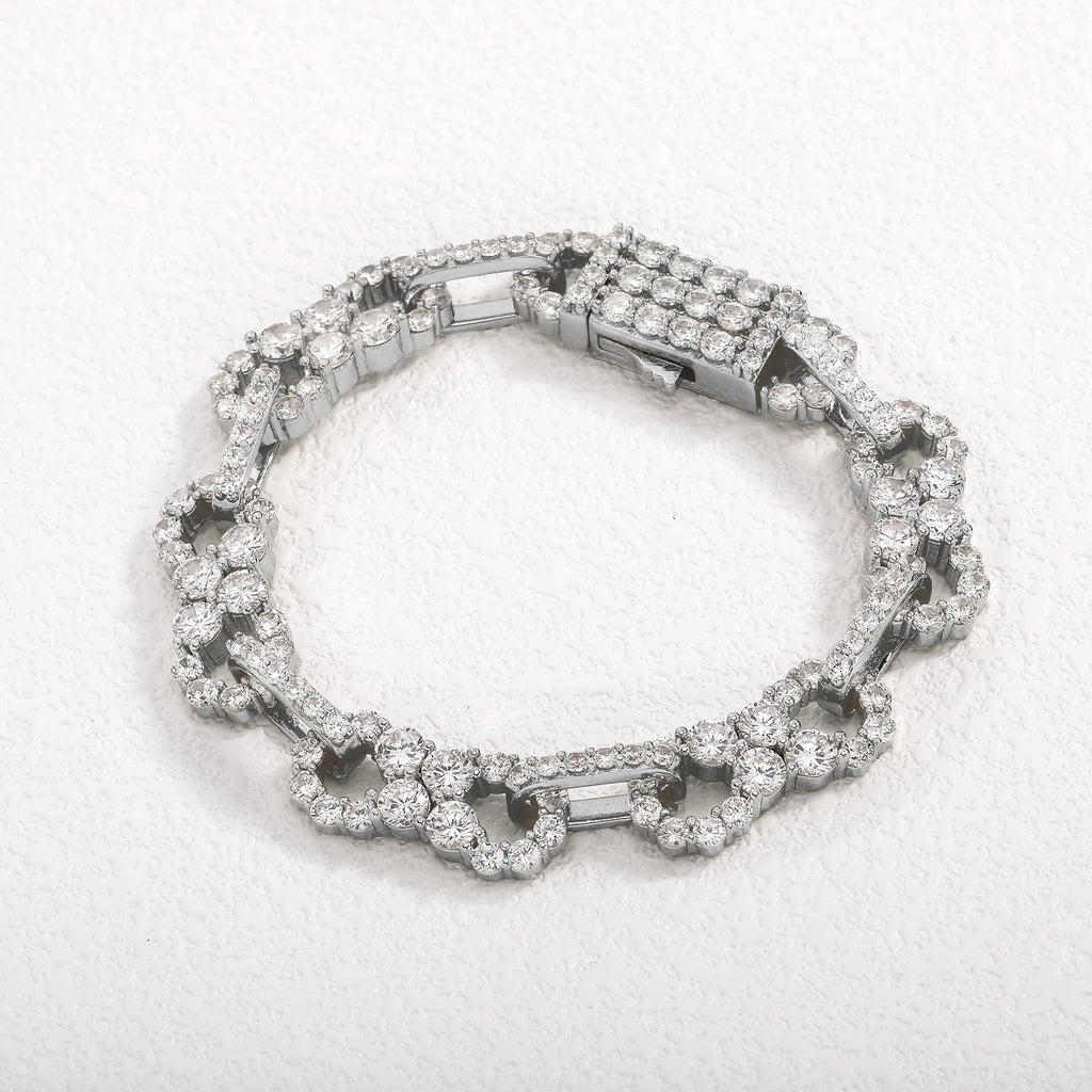 Gold Iced Out Bracelet Statement 8-Inch