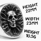 Skull Sunflower Ring Stainless Steel Gothic