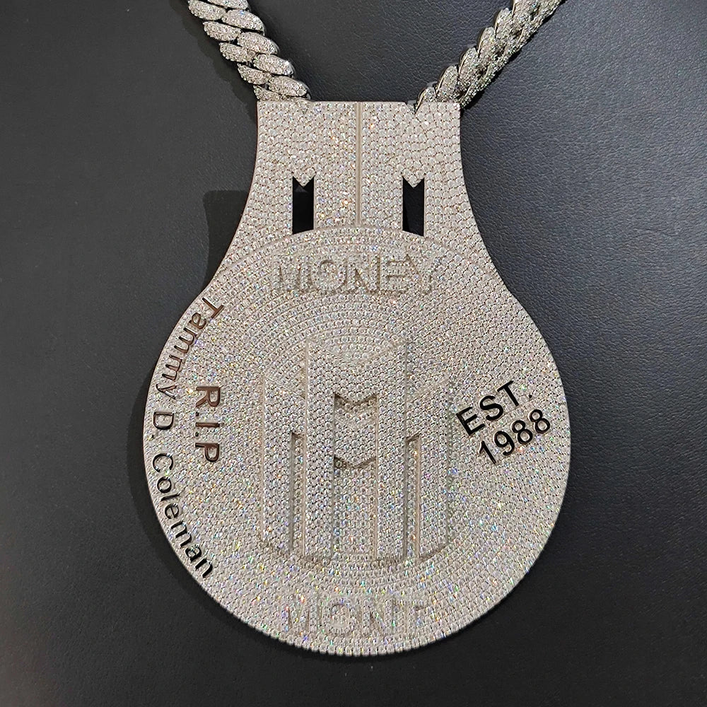 925 Silver VVS Moissanite Round Pendant Name
