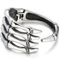 Gothic Stainless Steel Open Cuff Bangle Bracelet For Man Punk Skull Hand Shaped Men's Bracelets Rockers' Jewelry