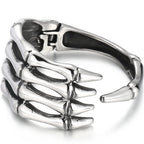 Gothic Stainless Steel Open Cuff Bangle Bracelet For Man Punk Skull Hand Shaped Men's Bracelets Rockers' Jewelry