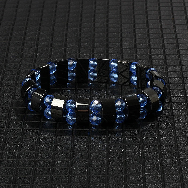 Hematite Therapy Stretch Bracelet — Mixed Metal