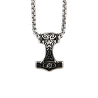 Viking Thor Hammer Pendant Necklace For Men Fashion Gold/Silver Color Stainless Steel Necklace Viking Amulet Jewelry Never Fade