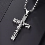Christian Jesus Cross Necklace For Women Men Stainless Steel Chains Choker Religion Pendants Jewelry Prayer Baptism Gift