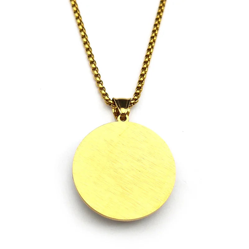 Allah Glass Medal Pendant Necklace — Stainless Steel