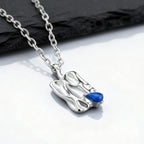 Blue Stone Square Pendant Necklace — Stainless Steel