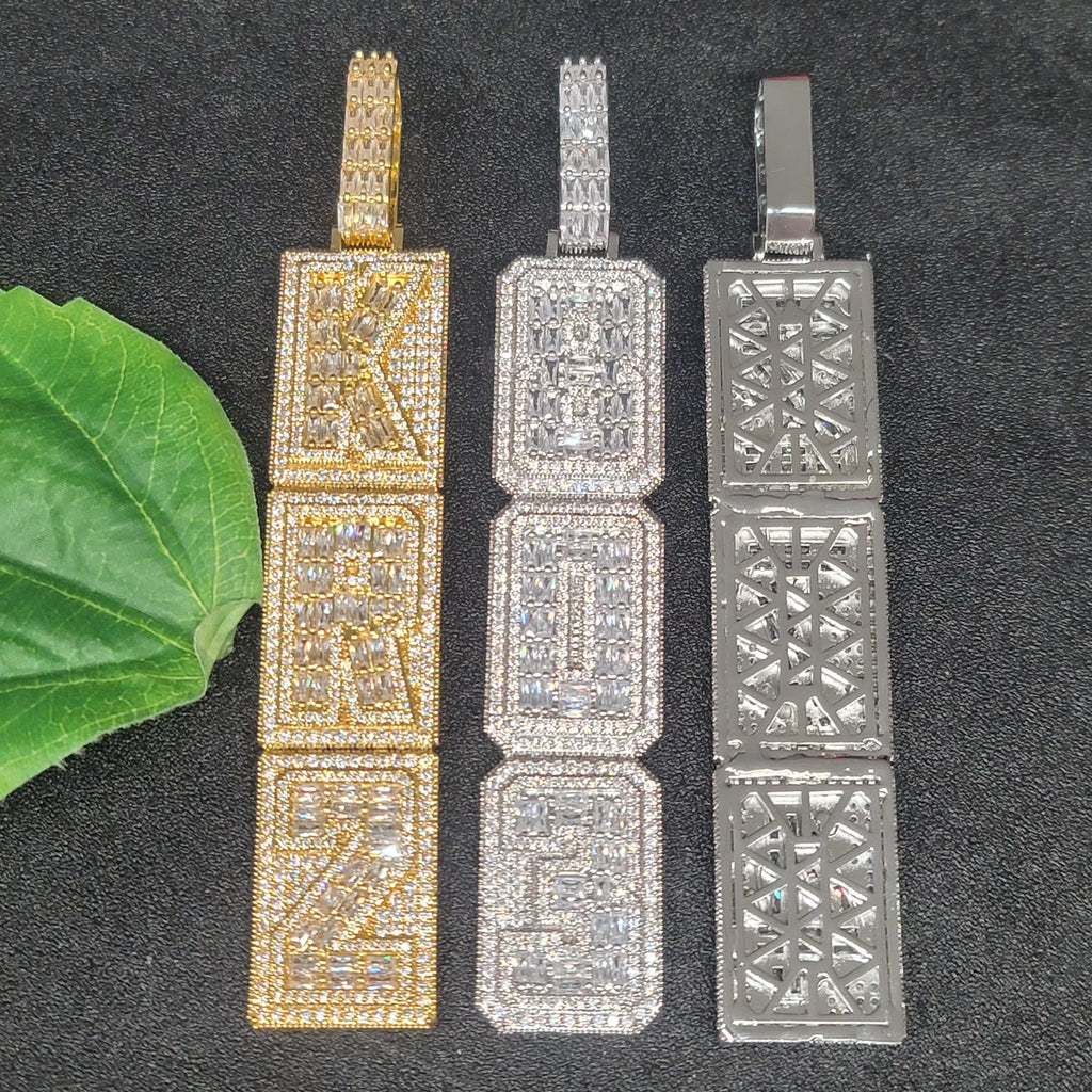 Custom Vertical Arrangement Any Number Letters Pendant Hip Hop Birthday Gifts For Him Her Fashion Iced Out 20MM Necklace Chain