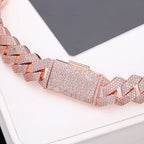 Rose Gold Cuban Bracelet Iced Out 15MM 4-Row