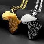 Africa Map Pendant Necklace — Gold-Tone