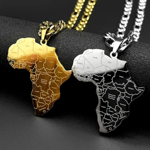 Africa Map Pendant Necklace — Gold-Tone