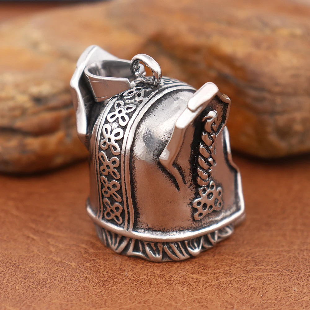 Vintage Design Viking Warrior Bell Pendant Motorcycle Wind Nordic Odin Guardian Bell Necklace Gift Jewelry Accessories