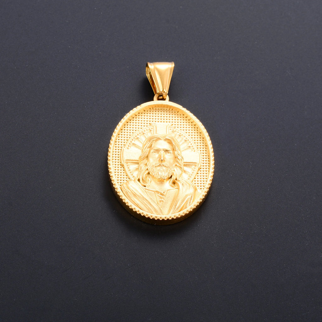 Jesus Cross Gold Pendant Necklace