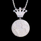 Aokaishen Iced Out Globe World Crown Bail Necklace Pendant for Men Real Gold Plated 5A Grade Hip Hop Jewelry