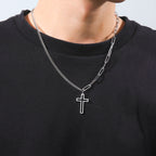 My Shape Fashion 2 Layers Lock Pendant Necklace for Men Punk Stainless Steel Clip Link Chain Necklaces Choker Male Party Jewelry